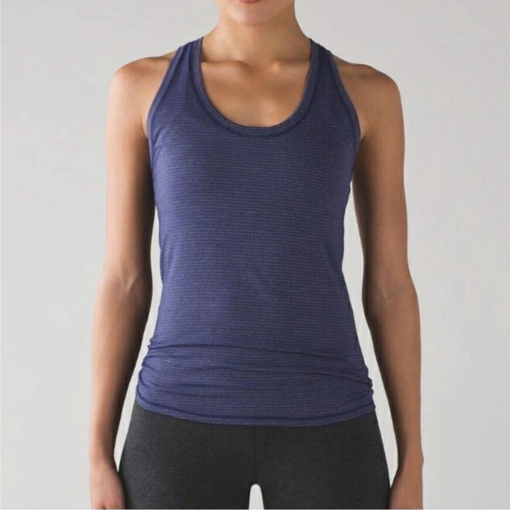 Lululemon Women Tie It Up Singlet Heathered Hero Blue Racerback Tank